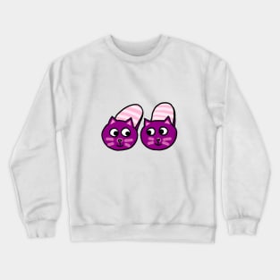 fluffy cat slippers design Crewneck Sweatshirt